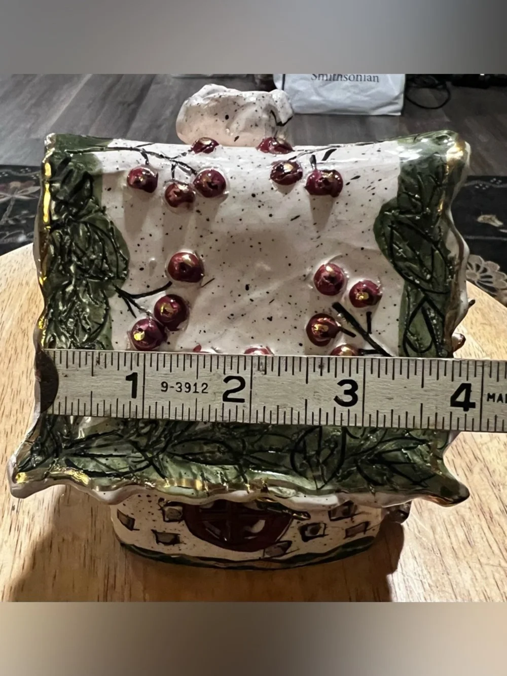 Blue Sky Heather Goldminc Christmas Cottage Tealight House Holly Berry Vintage